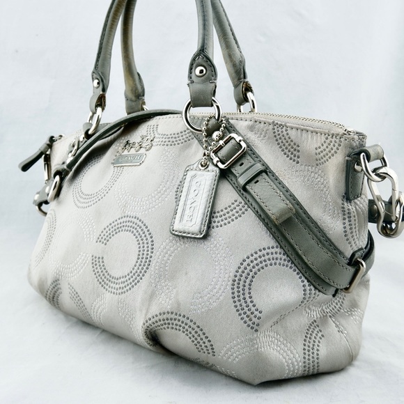COACH Madison Dotted Op Art Sophia Silver satchel - Picture 2 of 7